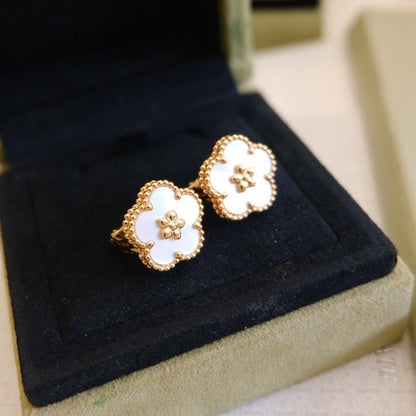 [Resenly Jewelry]LUCKY PINK GOLD WHITE MOP EARRINGS