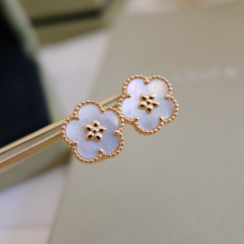 [Resenly Jewelry]LUCKY PINK GOLD WHITE MOP EARRINGS