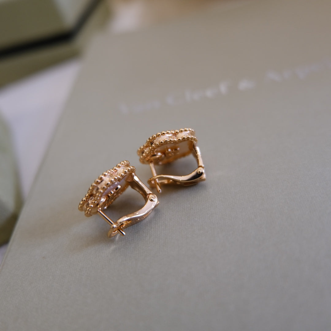 [Resenly Jewelry]LUCKY PINK GOLD WHITE MOP EARRINGS