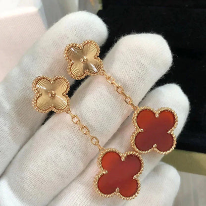 [Resenly Jewelry]CLOVER 2 MOTIF  LASER CARNELIAN EARRINGS
