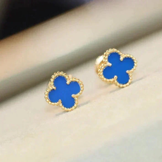 [Resenly Jewelry]CLOVER MINI 9.5MM TURQUOISE EARRINGS