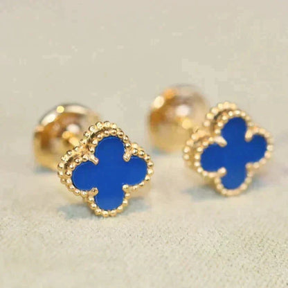 [Resenly Jewelry]CLOVER MINI 9.5MM TURQUOISE EARRINGS