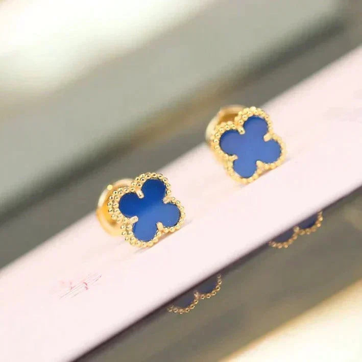 [Resenly Jewelry]CLOVER MINI 9.5MM TURQUOISE EARRINGS