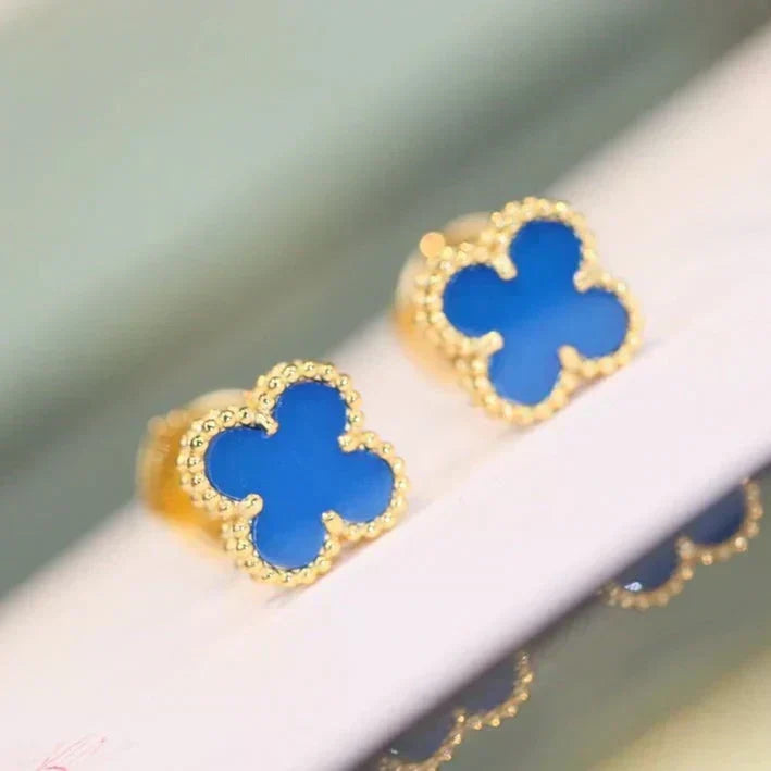 [Resenly Jewelry]CLOVER MINI 9.5MM TURQUOISE EARRINGS