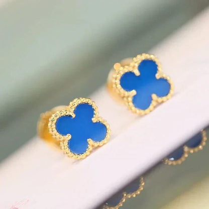 [Resenly Jewelry]CLOVER MINI 9.5MM TURQUOISE EARRINGS