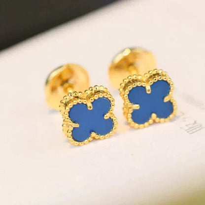 [Resenly Jewelry]CLOVER MINI 9.5MM TURQUOISE EARRINGS