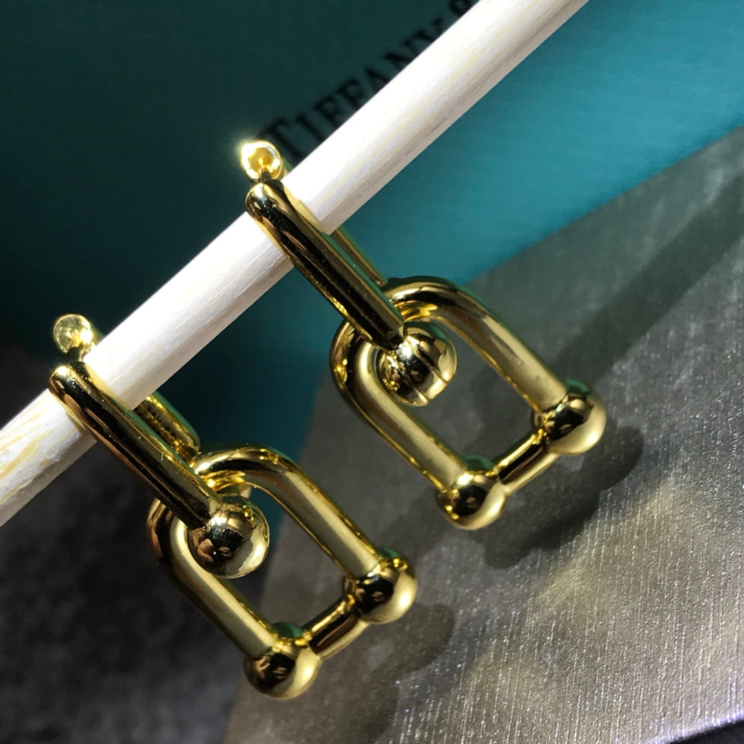 [Resenly Jewelry]HARDWARE DROP EARRINGS DOUBLE LINK