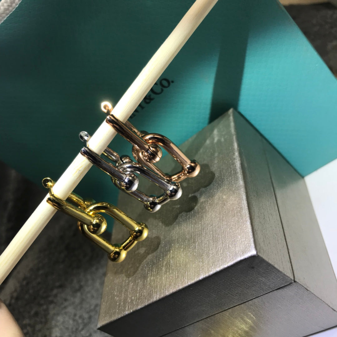 [Resenly Jewelry]HARDWARE DROP EARRINGS DOUBLE LINK