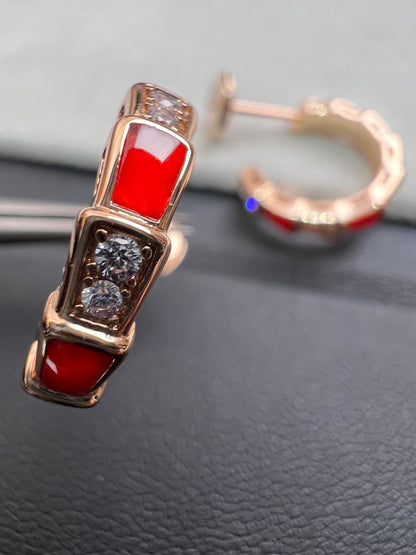 [Resenly Jewelry]SERPENTI CARNELIAN PINK GOLD EARRINGS