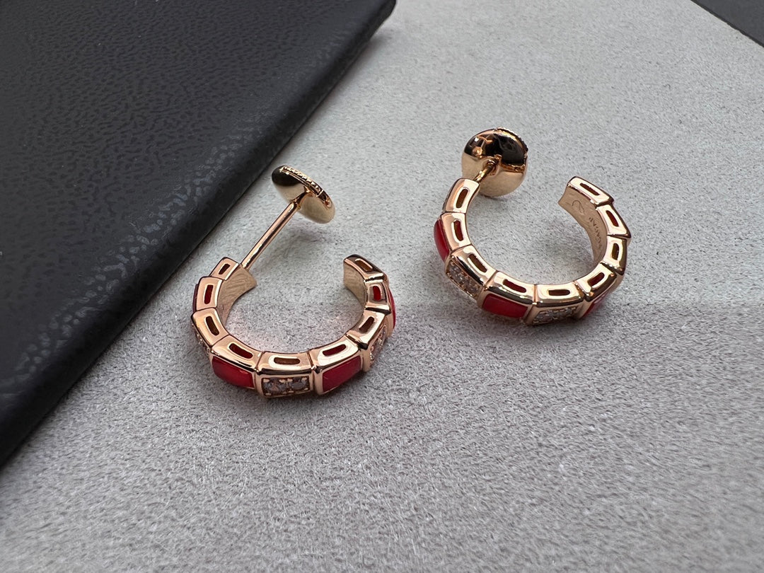 [Resenly Jewelry]SERPENTI CARNELIAN PINK GOLD EARRINGS