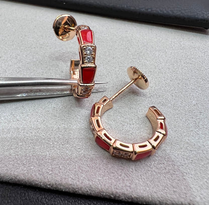 [Resenly Jewelry]SERPENTI CARNELIAN PINK GOLD EARRINGS