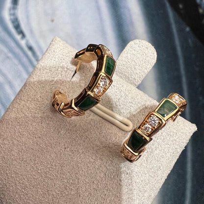 [Resenly Jewelry]SERPENTI MALACHITE PINK GOLD EARRINGS