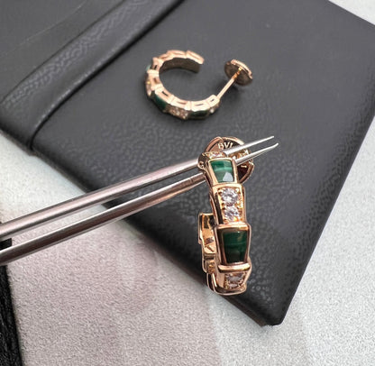 [Resenly Jewelry]SERPENTI MALACHITE PINK GOLD EARRINGS