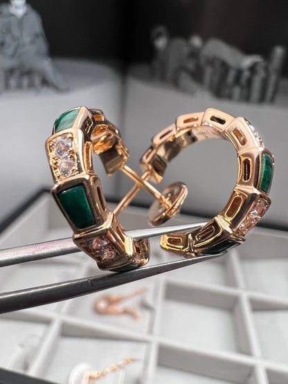 [Resenly Jewelry]SERPENTI MALACHITE PINK GOLD EARRINGS