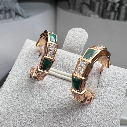[Resenly Jewelry]SERPENTI MALACHITE PINK GOLD EARRINGS