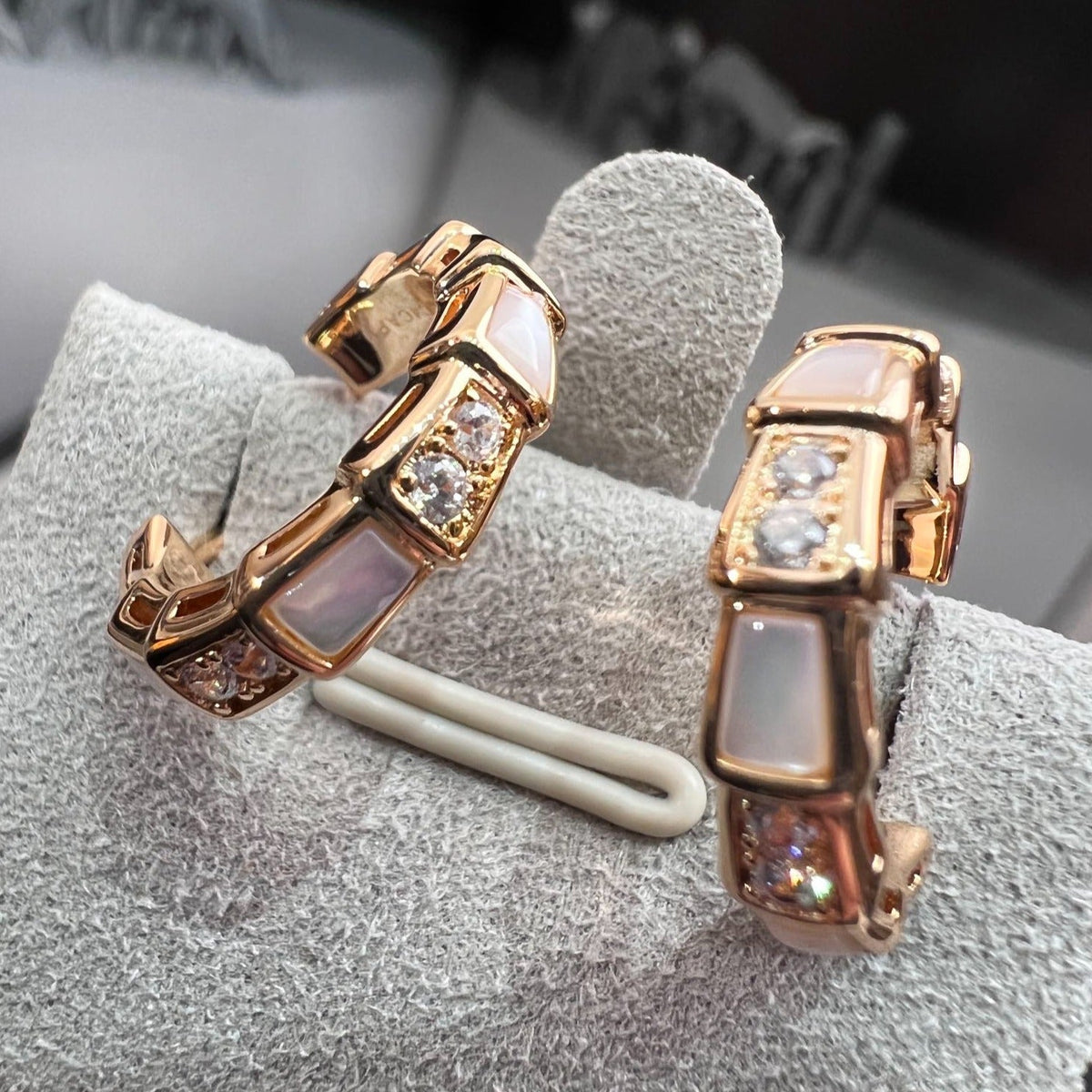 [Resenly Jewelry]SERPENTI MOP PINK GOLD EARRINGS