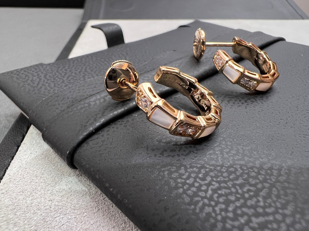 [Resenly Jewelry]SERPENTI MOP PINK GOLD EARRINGS