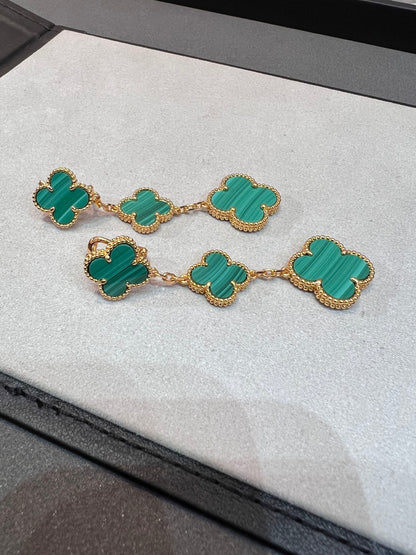 [Resenly Jewelry]CLOVER MALACHITE 3 MOTIFS GOLD