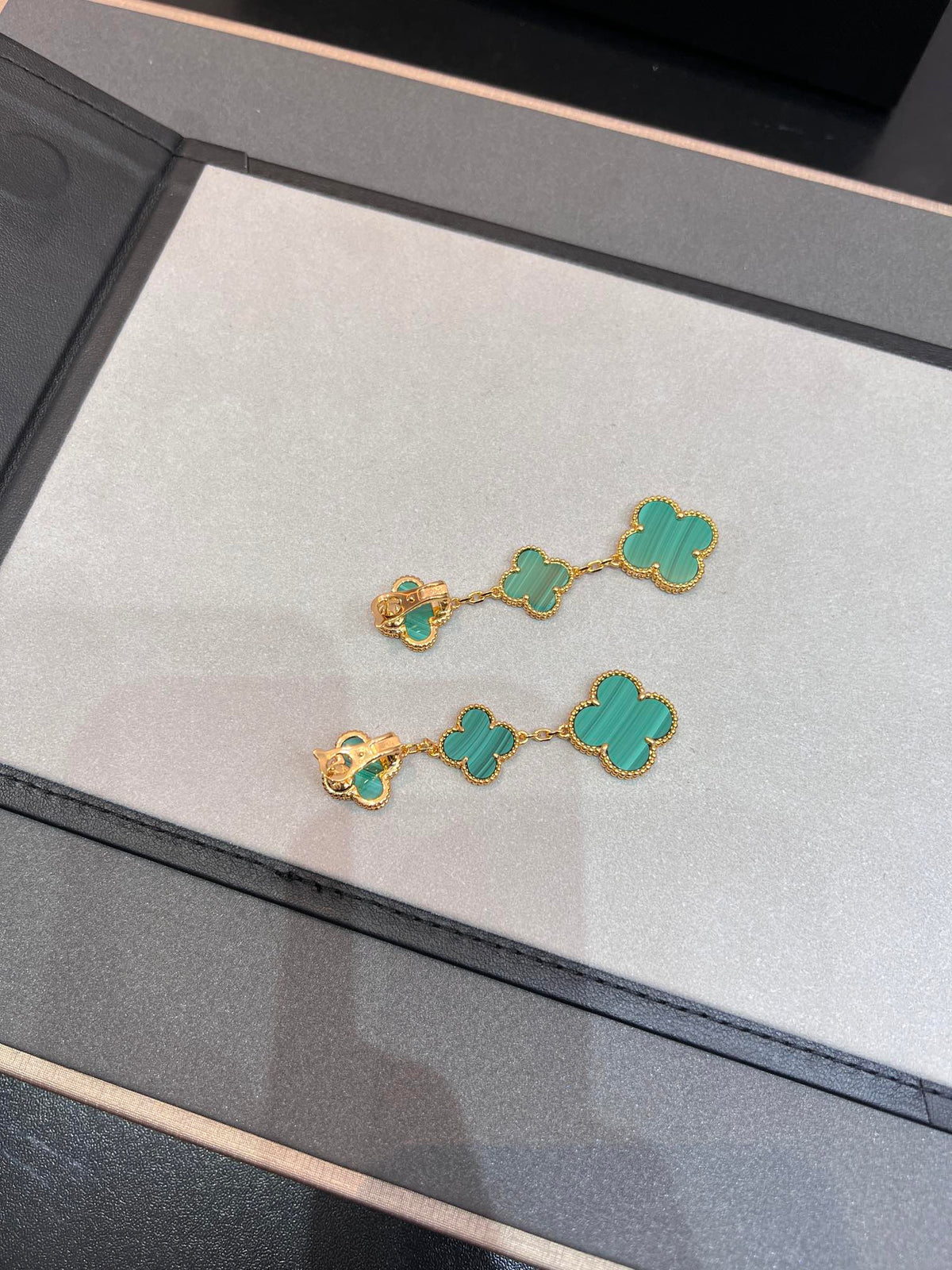 [Resenly Jewelry]CLOVER MALACHITE 3 MOTIFS GOLD
