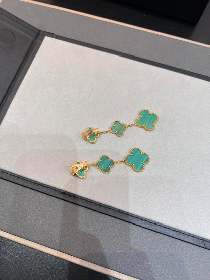 [Resenly Jewelry]CLOVER MALACHITE 3 MOTIFS GOLD