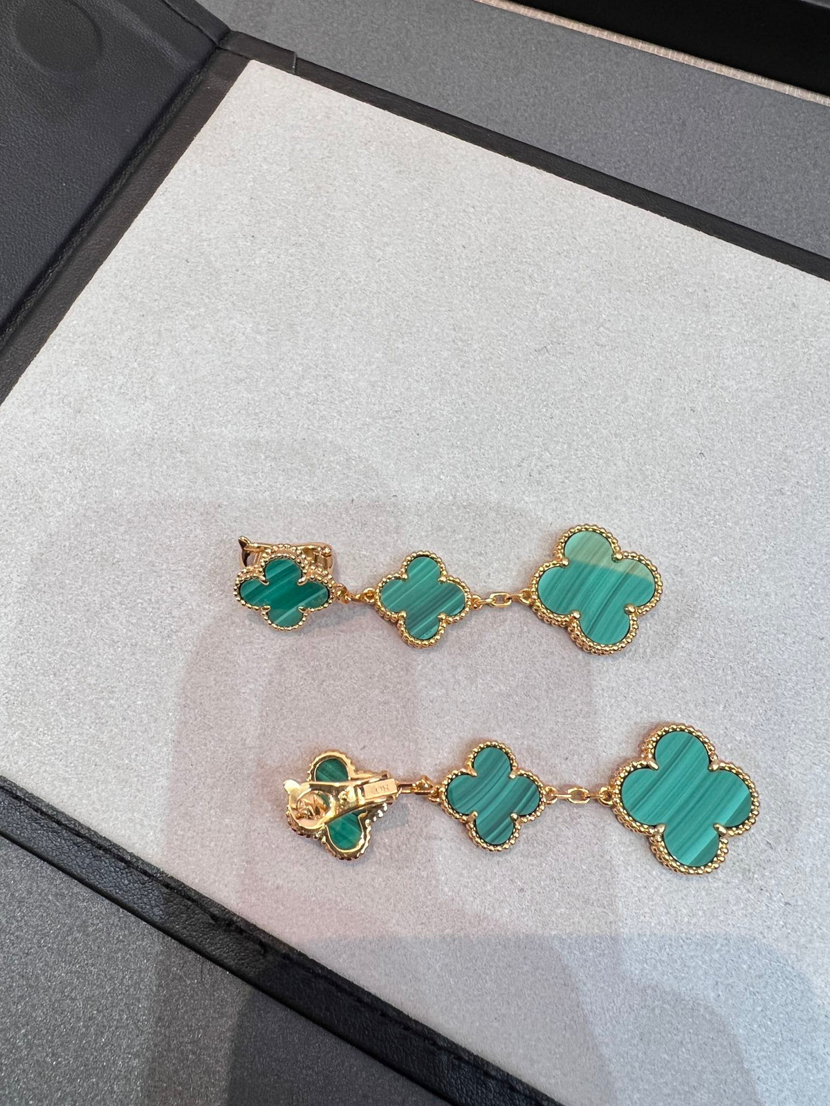 [Resenly Jewelry]CLOVER MALACHITE 3 MOTIFS GOLD