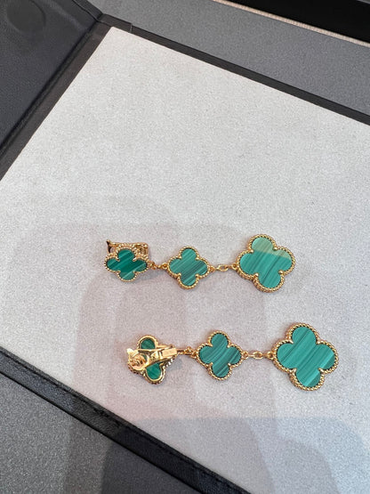 [Resenly Jewelry]CLOVER MALACHITE 3 MOTIFS GOLD