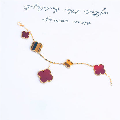 [Resenly Jewelry]CLOVER BRACELET 5 MOTIFS CARNELIAN TIGER EYE