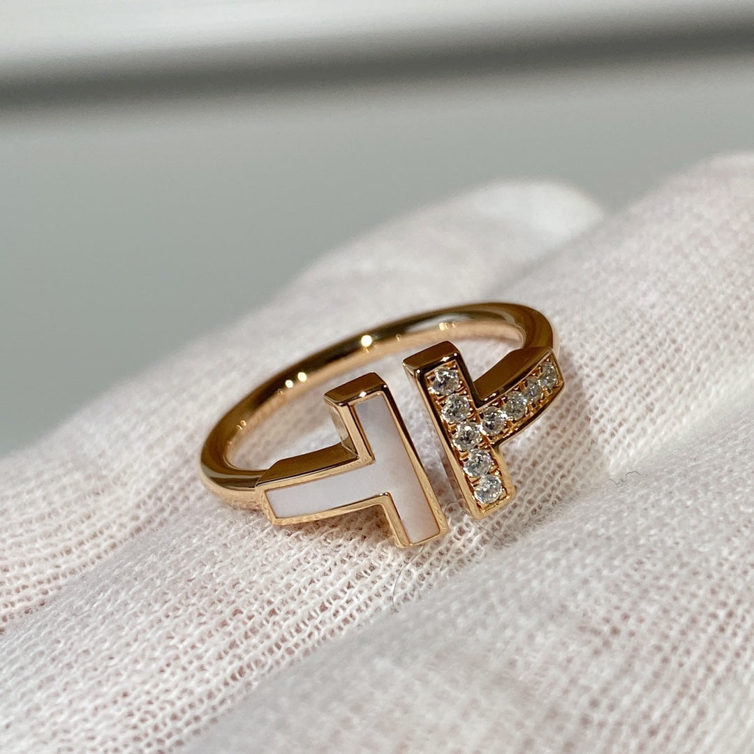 [Resenly Jewelry]T WIRE MOP DIAMOND RING PINK GOLD