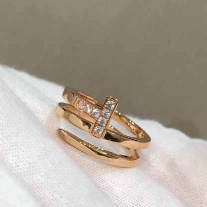 [Resenly Jewelry]T WIRE DOUBLE ROWS RING PINK GOLD