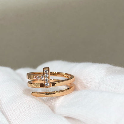 [Resenly Jewelry]T WIRE DOUBLE ROWS RING PINK GOLD