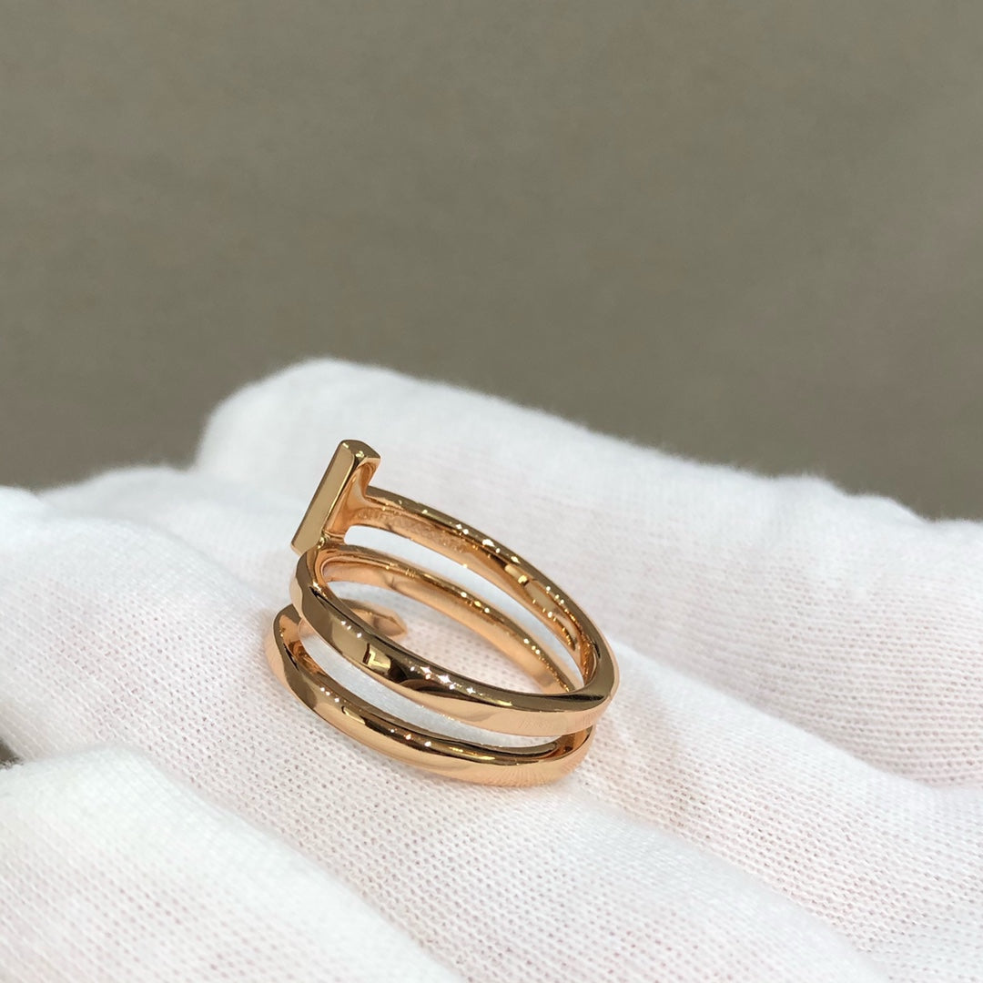 [Resenly Jewelry]T WIRE DOUBLE ROWS RING PINK GOLD