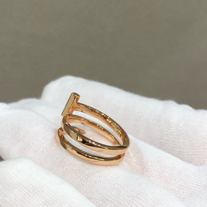 [Resenly Jewelry]T WIRE DOUBLE ROWS RING PINK GOLD