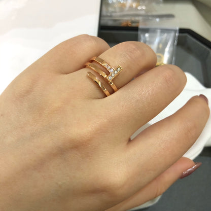 [Resenly Jewelry]T WIRE DOUBLE ROWS RING PINK GOLD