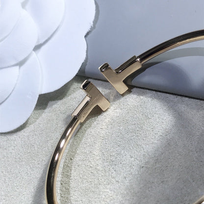 [Resenly Jewelry]T BRACELET PINK GOLD 1.8MM DIAMOND