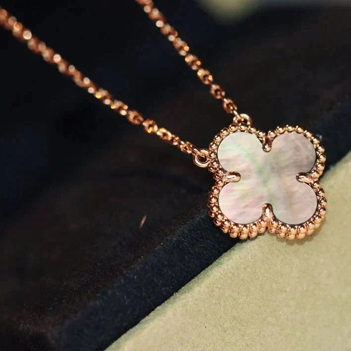 [Resenly Jewelry]CLOVER 15MM  GRAY MOTHER OF PEARL NECKLACE