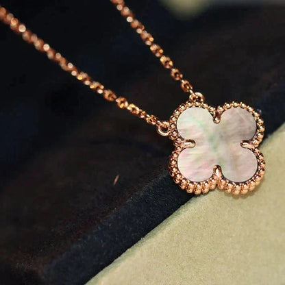 [Resenly Jewelry]CLOVER 15MM  GRAY MOTHER OF PEARL NECKLACE