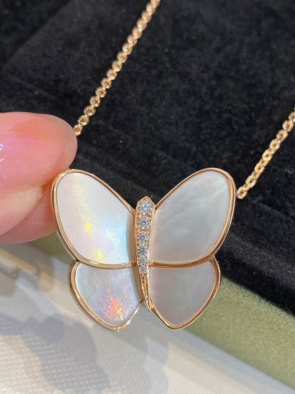 [Resenly Jewelry]BUTTERFLY GOLD MOP DIAMOND NECKLACE