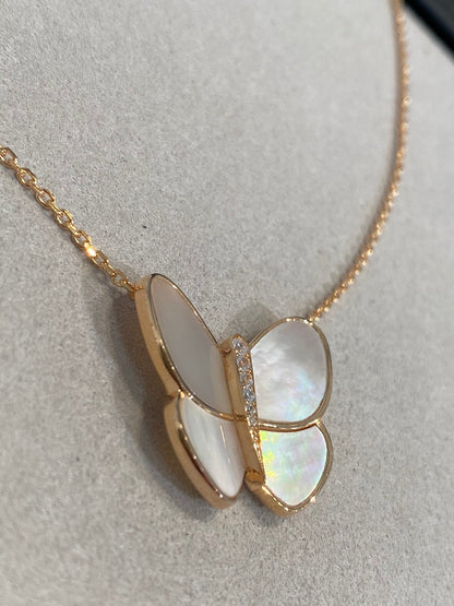[Resenly Jewelry]BUTTERFLY GOLD MOP DIAMOND NECKLACE