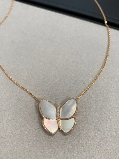 [Resenly Jewelry]BUTTERFLY GOLD MOP DIAMOND NECKLACE