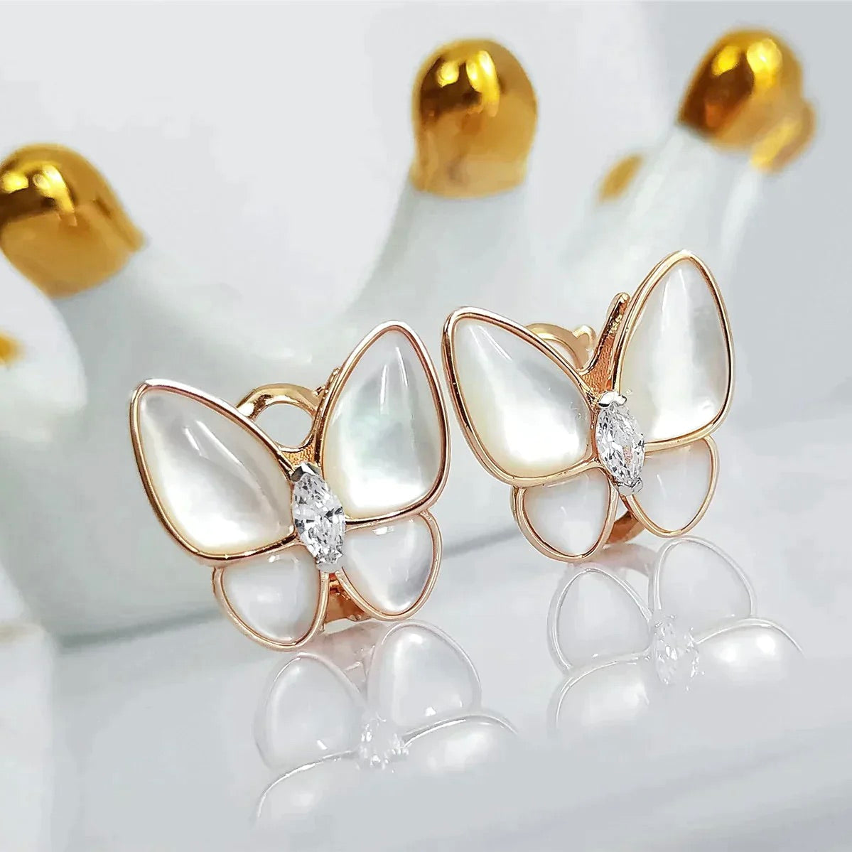 [Resenly Jewelry]BUTTERFLY MOP DIAMOND EARRINGS