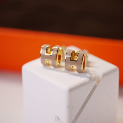 [Resenly Jewelry]MINI POP H GOLD EARRINGS GREY