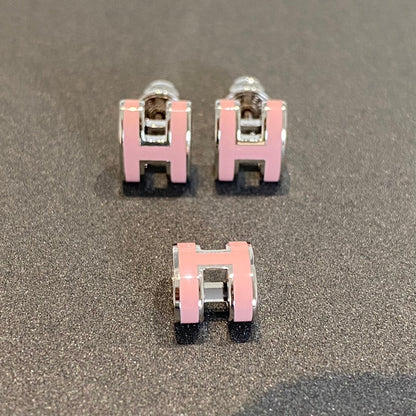 [Resenly Jewelry]MINI POP H SILVER EARRINGS PINK