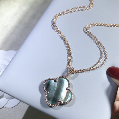 [Resenly Jewelry]CLOVER 25MM GOLD DARK MOP BIG CLOVER NECKLACE