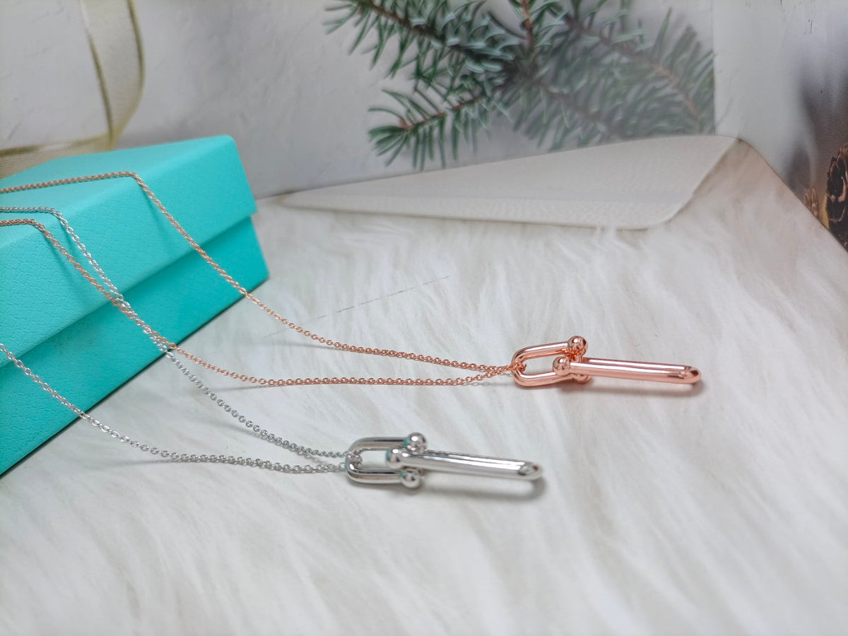 [Resenly Jewelry]HARDWEAR DROP DOUBLE LINK PEDANT NECKLACE