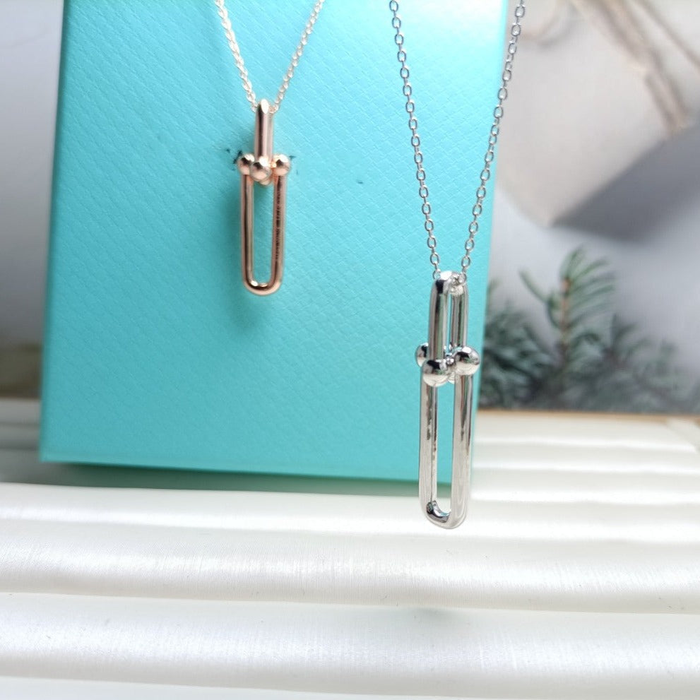 [Resenly Jewelry]HARDWEAR DROP DOUBLE LINK PEDANT NECKLACE