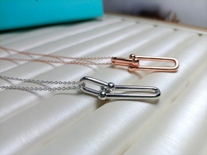 [Resenly Jewelry]HARDWEAR DROP DOUBLE LINK PEDANT NECKLACE