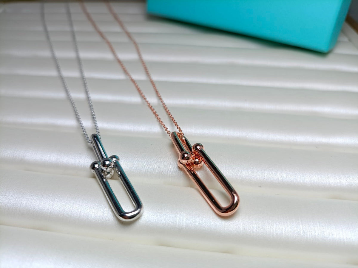 [Resenly Jewelry]HARDWEAR DROP DOUBLE LINK PEDANT NECKLACE
