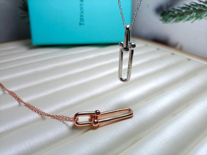 [Resenly Jewelry]HARDWEAR DROP DOUBLE LINK PEDANT NECKLACE