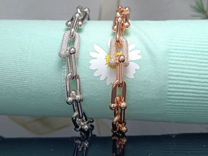 [Resenly Jewelry]HARDWEAR BRACELET PINK GOLD AND SILVER DIAMOND