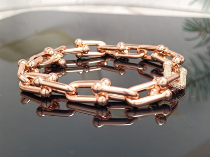 [Resenly Jewelry]HARDWEAR BRACELET PINK GOLD AND SILVER DIAMOND